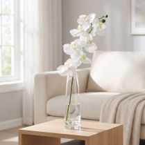 Artículo Orquídea artificial flor artificial blanca Ø6,5-8cm 77cm