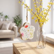 Artículo Percha decorativa flor madera color blanco brillo Ø9,5cm 20cm