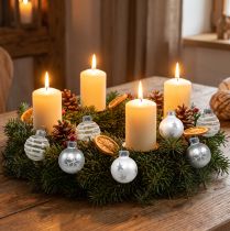 Artículo Mini bolas navideñas blancas, plateadas vidrio real Ø3cm 9 piezas
