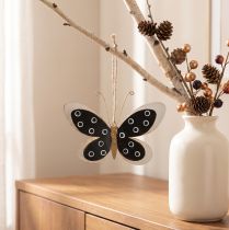 Artículo Arte de Pared Mariposa Deco Negro Blanco Oro Metal 15cm
