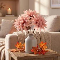 Artículo Flores decorativas dalia flor rosa artificial Ø15cm L28cm 3 piezas