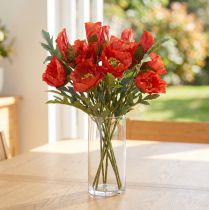 Artículo Amapola decorativa Amapola artificial roja 45cm ramo con 3 piezas