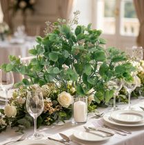 Artículo Decoración de boda ramas de eucalipto con flores ramo decorativo verde, rosa 26cm
