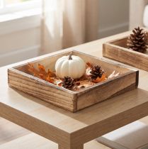 Artículo Bandeja de madera, diseño rústico, perfecta para la decoración del hogar o la oficina, 15 cm, 4 piezas