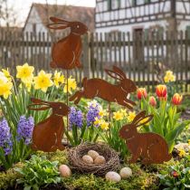 Artículo Estaca de jardín conejo para decoración de Pascua con acabado oxidado en estilo rústico 60cm 4 piezas