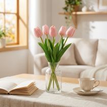 Artículo Flores artificiales tulipán rosa, flor de primavera 48 cm, manojo de 5