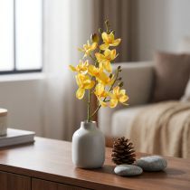 Artículo Pequeña orquídea Phalaenopsis artificial amarilla 30cm