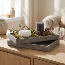 Artículo Bandeja rectangular de madera, ideal para decorar balcones y salones, 30 cm, 4 piezas