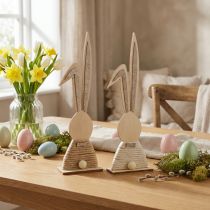 Artículo Conejitos con purpurina decoración de mesa de conejitos de madera Pascua Al. 36 cm 2 piezas