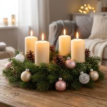 Artículo Mini bolas navideñas crema, rosa, blanco vidrio real Ø3cm 9pcs