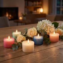 Artículo Velas de té Colorlights pastel surtidas tiempo de combustión 8h 40 uds
