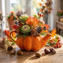 Artículo Jarra para plantar calabaza decorativa naranja/amarillo-verde Ø13cm
