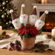 Artículo Plug decorativo gnomo Navidad blanco marrón 4x11cm 4uds