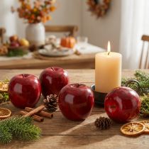 Artículo Manzanas decorativas rojas, pintadas Ø8cm 6 piezas