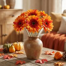Artículo Flor de gerbera artificial, flor artificial naranja Ø11cm 50cm
