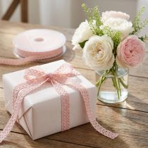 Artículo Cinta decorativa con encaje de crochet cinta decorativa rosa A9mm L20m