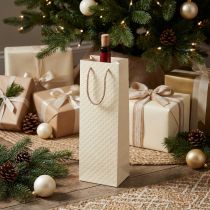 Artículo Bolsa regalo para botellas papel crema 12×9×36cm 1ud