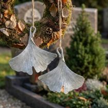 Artículo Decoración tumba hoja de ginkgo para colgar 10cm 3 piezas