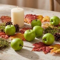 Artículo Mini manzanas decorativas verde amarillo artificial H4,3cm Ø3,6cm 24 piezas