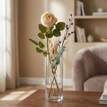 Artículo Rosa color crema, flor de seda, rosa artificial L74cm Ø7cm