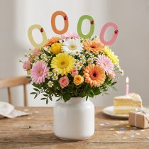 Artículo Tapones de números cumpleaños 0 tapones de flores madera 27,5cm 16 piezas