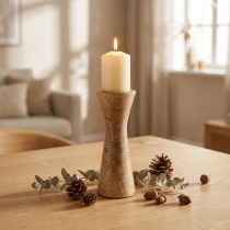 Artículo Candelabro Portavelas Moderno Madera Natural Ø6cm H16cm