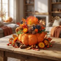 Artículo Jardinera calabaza decoración naranja amarillo-verde Ø19cm H12cm