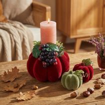 Artículo Mini calabazas decorativas, flocadas – colores otoñales surtidos, 9,5 cm, 3 unidades