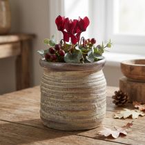 Artículo Macetero de cerámica florero decorativo marrón gris metalizado 14×14cm