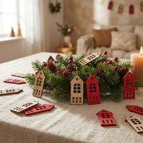 Artículo Decoración decorativa para el hogar de madera en rojo natural 2×4,5cm 72 piezas