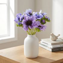 Artículo Ramo de flores artificiales: Anémona, Anémona de viento, Azul, Morado, 28 cm de largo