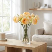 Artículo Rama de flor de ranúnculo para arreglos decorativos en jarrones, 32 cm, 5 piezas