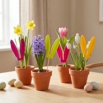 Artículo Orejas de conejo flocadas, decoración de Pascua en un palo como palillos de flores atmosféricos, 31 cm, 4 piezas