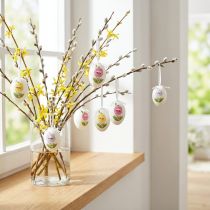 Artículo Huevos de Pascua para colgar con motivos florales Decoración Pascua 12uds
