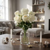 Artículo Ramo de rosas blancas, crema 55cm