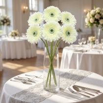 Artículo Gerbera artificial blanca 62cm 6uds
