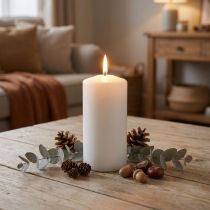 Artículo Vela de pilar PURE 130/70 vela de cera natural con decoración de velas de cera de colza