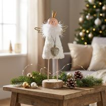 Artículo Figura ángel decoración navideña madera metal blanco dorado H20.5cm