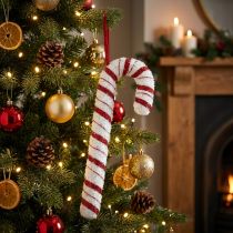 Artículo Bastón de caramelo Deco Christmas Red White Striped H34cm