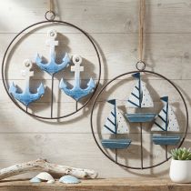 Artículo Anilla metálica decorativa para colgar veleros/anclas Ø18cm 2 piezas