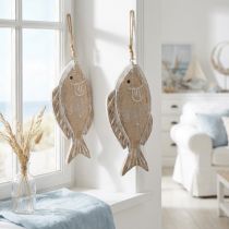 Artículo Colgador de madera decorativo para peces, 21 cm, 2 unidades