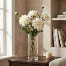 Artículo Flor artificial Dalia blanca Flor artificial con capullo H57cm