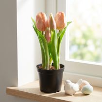 Artículo Tulipanes artificiales en maceta Tulipanes Flores artificiales melocotón 22cm