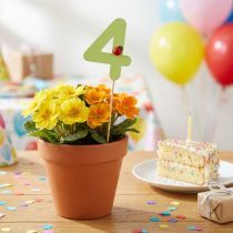 Artículo Tapones numéricos cumpleaños 4 tapones florales madera 27,5cm 16 piezas