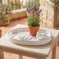 Artículo Bandeja decorativa lavanda bandeja de plástico blanco 39×27,5cm