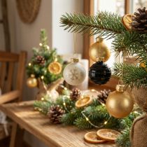 Artículo Mini bolas navideñas cristal blanco negro oro Ø3cm 9 piezas