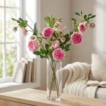 Artículo Rama de rosas rosas de seda ramas artificiales rosas crema rosa 79cm