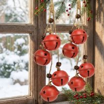Artículo Colgador de campanas campanas navideñas rojas 28 cm juego de 2