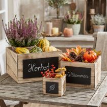 Artículo Cajas rústicas de madera con superficie de pizarra – color natural y negro, varios tamaños – solución de organización versátil – juego de 3