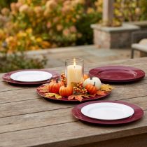 Artículo Versátiles platos de plástico rojo oscuro – 28 cm, perfectos para decoración y uso exterior – 4 piezas